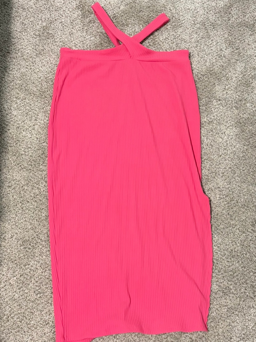 Future Collective Alani Noelle Hot Pink Ribbed Cross-Back Maxi Dress Size Medium